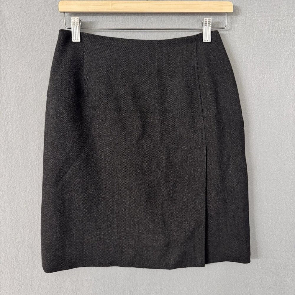 LRL Ralph Lauren Pencil Skirt Charcoal Gray 100% Wool Made in USA Size 4